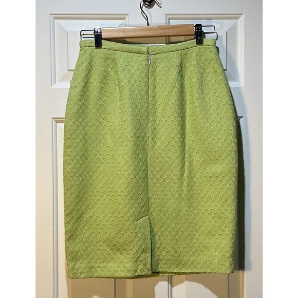 Donna Rae Textured Pencil Skirt Lime Green Lined Women’s Size 4 - Picture 4 of 8